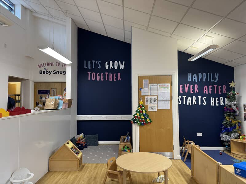 An image of the interior wall signage for the nursery.